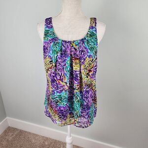 SPENCE MULTI COLORED GEO DESIGN SLEVELESS TOP SIZE SMALL